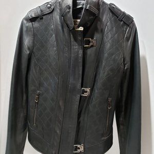 VERA PELLE Women's 6 Lamb Leather Jacket Small Motocycle styling Black